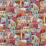 Tissu de décoration Gobelin Petite ville colorée – carmin/bleu,  thumbnail number 1