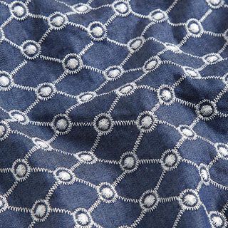 Chambray losanges brodés – bleu jean, 