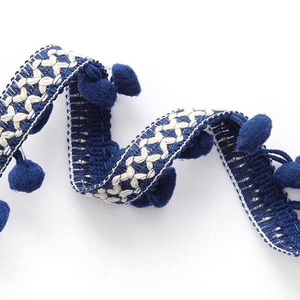 Galon à pompons croix [ 15 mm ] – bleu marine/écru,  image number 2