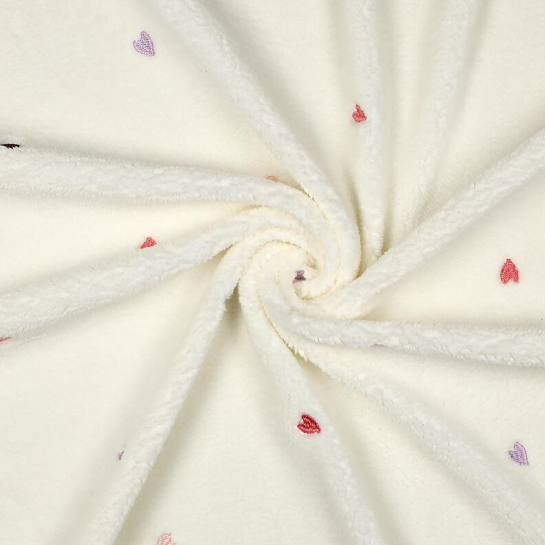 Tissu teddy Coeurs brodés | Poppy Fabrics – ivoire/rosé, image number 3