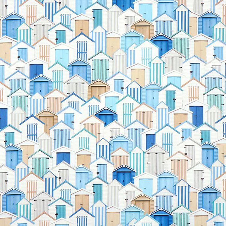 Tissu d’extérieur Canvas maisons de plage – bleu/blanc,  image number 1