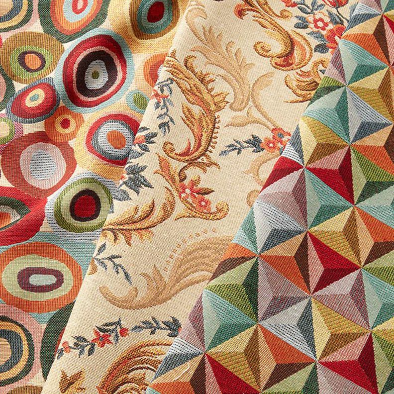 Tissu de décoration Gobelin Cercles colorés – beige clair/carmin,  image number 5