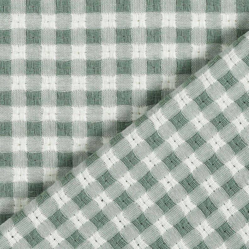 Tissu en coton à carreaux structurés – blanc/roseau,  image number 5