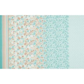 Viscose Voile Motif de bordure florale Paisley – bleu, 