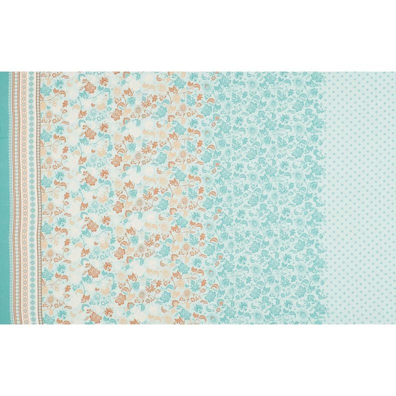 Viscose Voile Motif de bordure florale Paisley – bleu,  image number 1