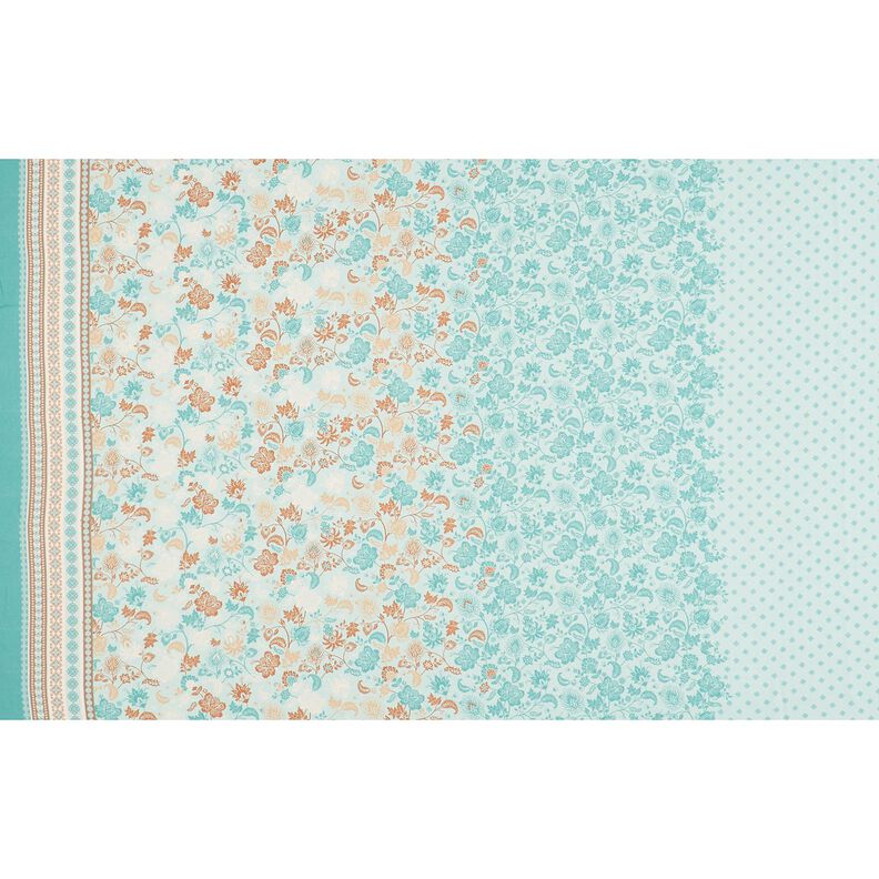 Viscose Voile Motif de bordure florale Paisley – bleu, image number 1