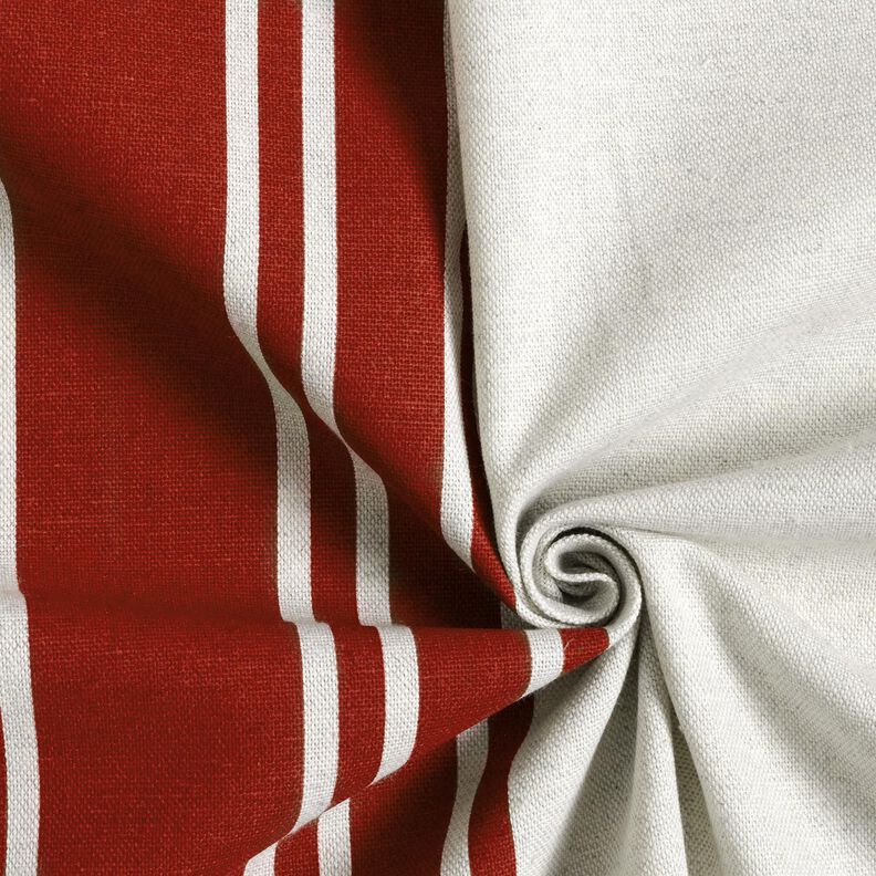 Tissu de décoration Panama Blockstreifen – carmin/gris brume, image number 3