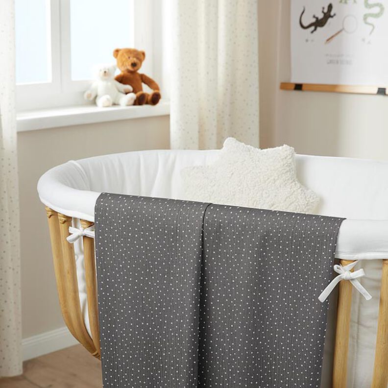 Tissu double gaze de coton Petits points – gris schiste/blanc,  image number 7