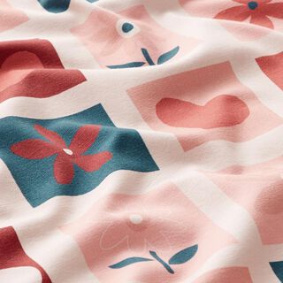 Jersey coton Cartes mémoire fleurs – sable/saumon, 