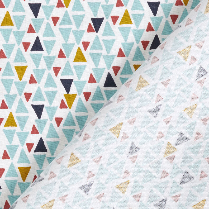 Tissu en coton Cretonne mini-triangles – bleu aqua/blanc,  image number 4