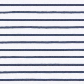 Jersey de coton Rayures fines et larges – blanc/bleu marine, 