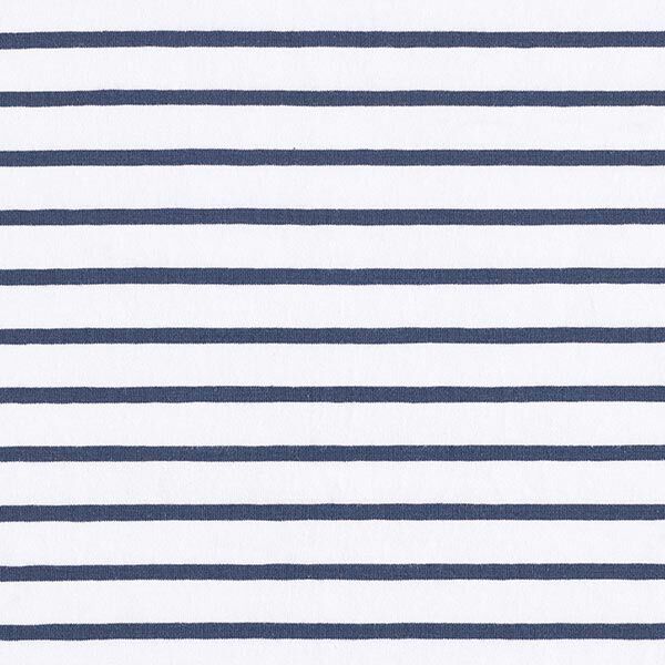 Jersey de coton Rayures fines et larges – blanc/bleu marine,  image number 1