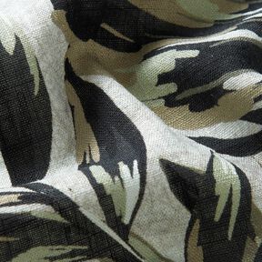 Mélange viscose lin Imprimé numérique Monstera – gris brume/kaki clair, 