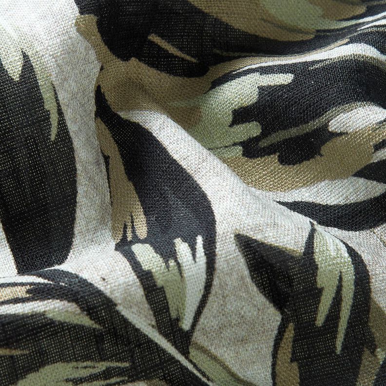 Mélange viscose lin Imprimé numérique Monstera – gris brume/kaki clair,  image number 2