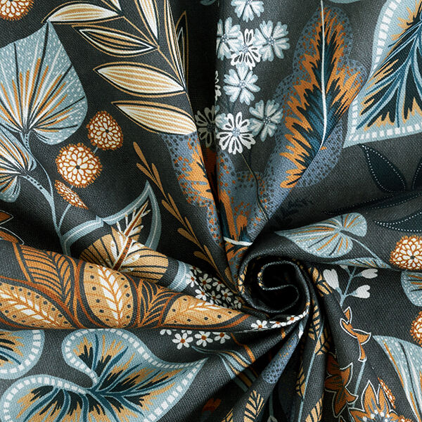 Tissu de décoration Semi-panama Feuilles paisley – gris bleu,  image number 3