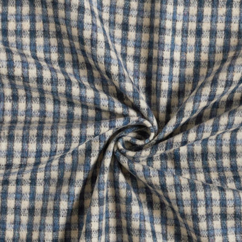 Tissu pour manteau en laine mélangée à petits carreaux – beige/bleu, image number 4