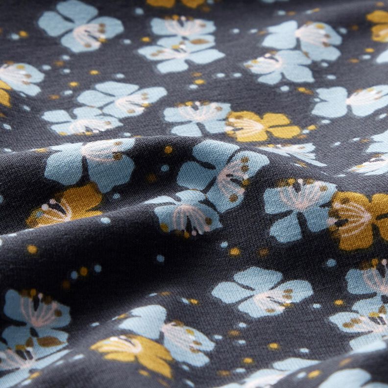 Jersey coton Jolies petites fleurs – bleu noir, image number 2