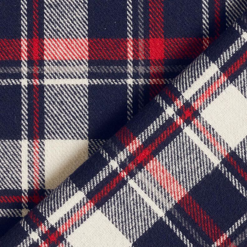 Flanelle coton Carreaux – bleu noir/carmin, image number 4