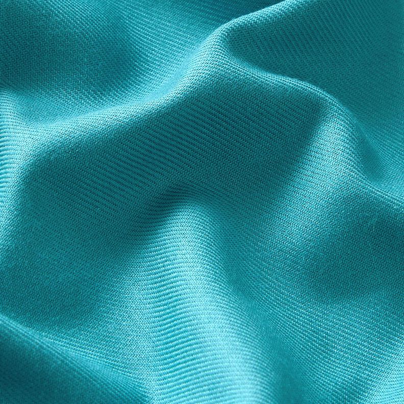 Tissu pour chemisier coton et viscose mélangés uni – turquoise,  image number 2