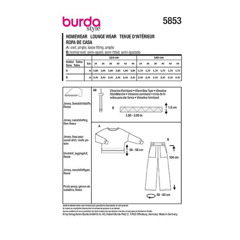 Vêtements de détente | Burda 5853 | 34-44,  image number 9