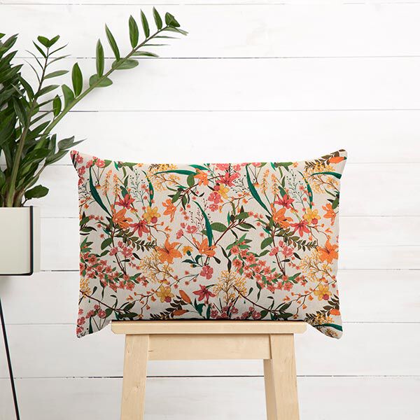 Tissu de décoration Semi-panama florale – abricot/nature,  image number 7