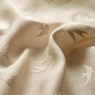 Lin hirondelles brodées – beige clair, 