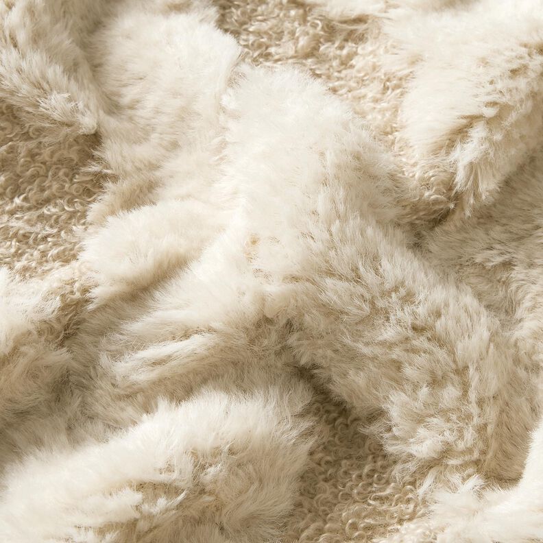 Fourrure synthétique Tissu bouclé Losanges – sable/nature,  image number 2