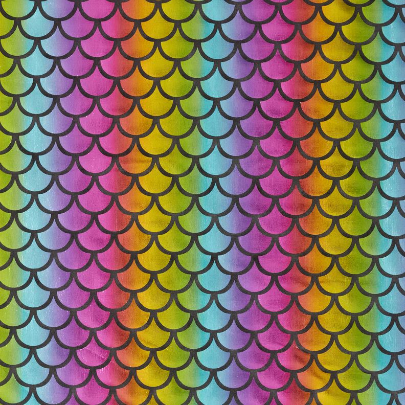 Jersey feuilles Écailles de sirène arc-en-ciel – noir/mélange de couleurs,  image number 1