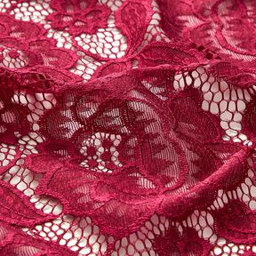 Dentelle élastique Fleurs et feuilles – rouge foncé, 