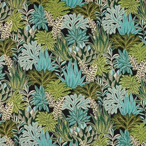 Tissu de décoration Jacquard Feuilles de la jungle – noir/vert, 