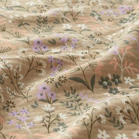 GOTS Tissu double gaze de coton Prairie fleurie de printemps | Poppy Fabrics – beige foncé, 