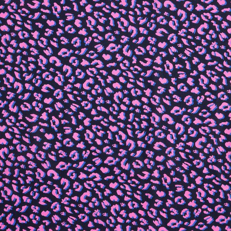 Coton enduit motif léopard abstrait | Poppy Fabrics – bleu nuit/rose vif, image number 1