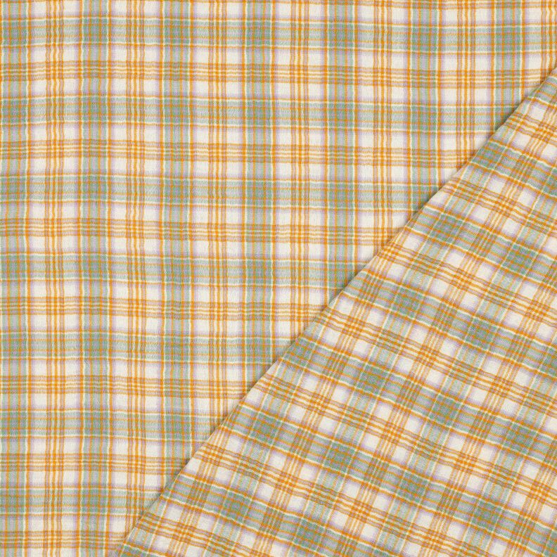 Tissu double gaze de coton Carreau | Poppy Fabrics – jaune curry/sauge,  image number 4