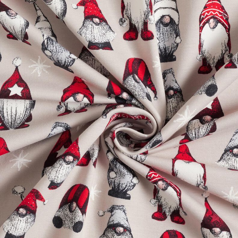 French Terry Sweat d’été Lutins de Noël – taupe clair, image number 3