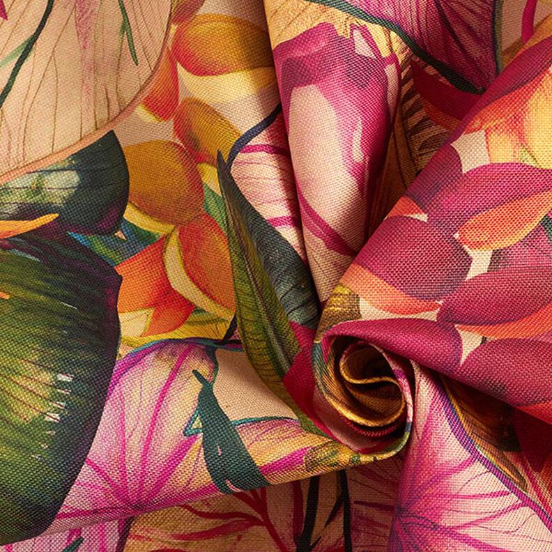 Tissu d’extérieur Canvas Feuillage exotique – carmin/lilas, image number 3