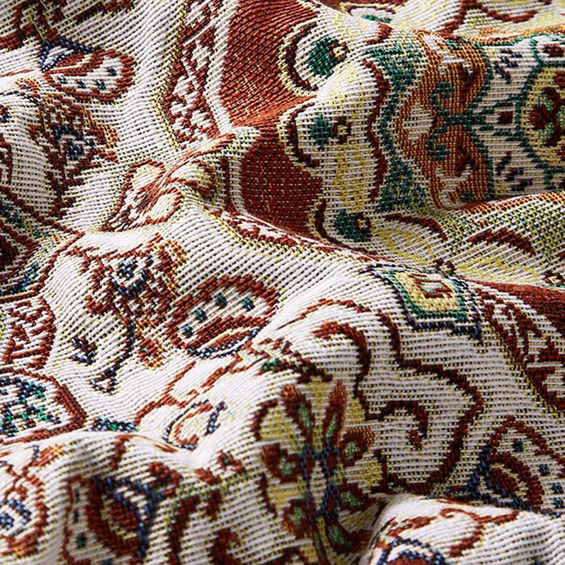 Tissu de décoration Gobelin Mandala oriental – carmin/ivoire,  image number 2