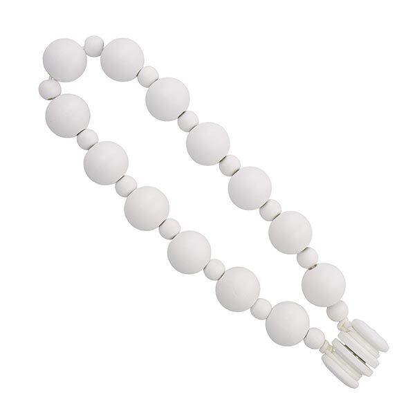 Embrasse magnétique en boules de bois [51cm] – blanc,  image number 1