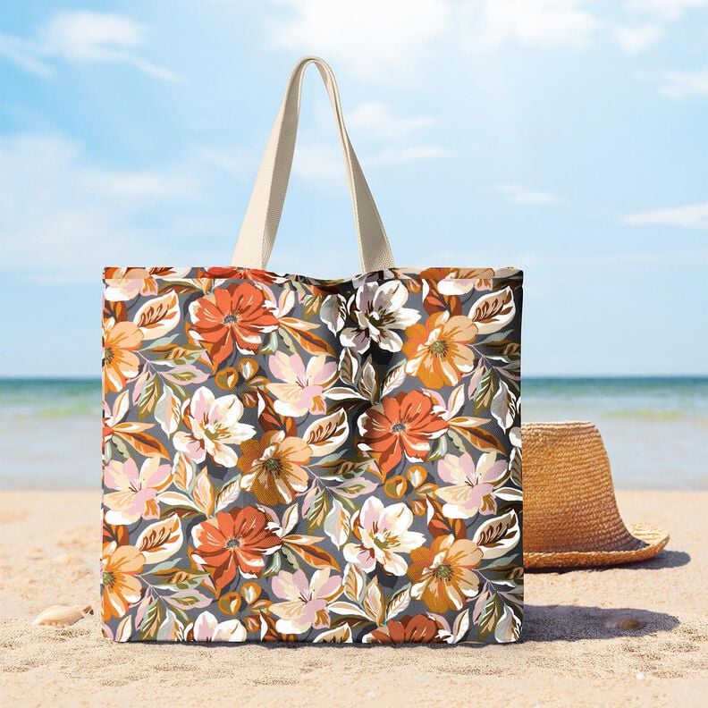 Coton enduit fleurs chics &ndash; gris schiste/ros&eacute;,  image number 5