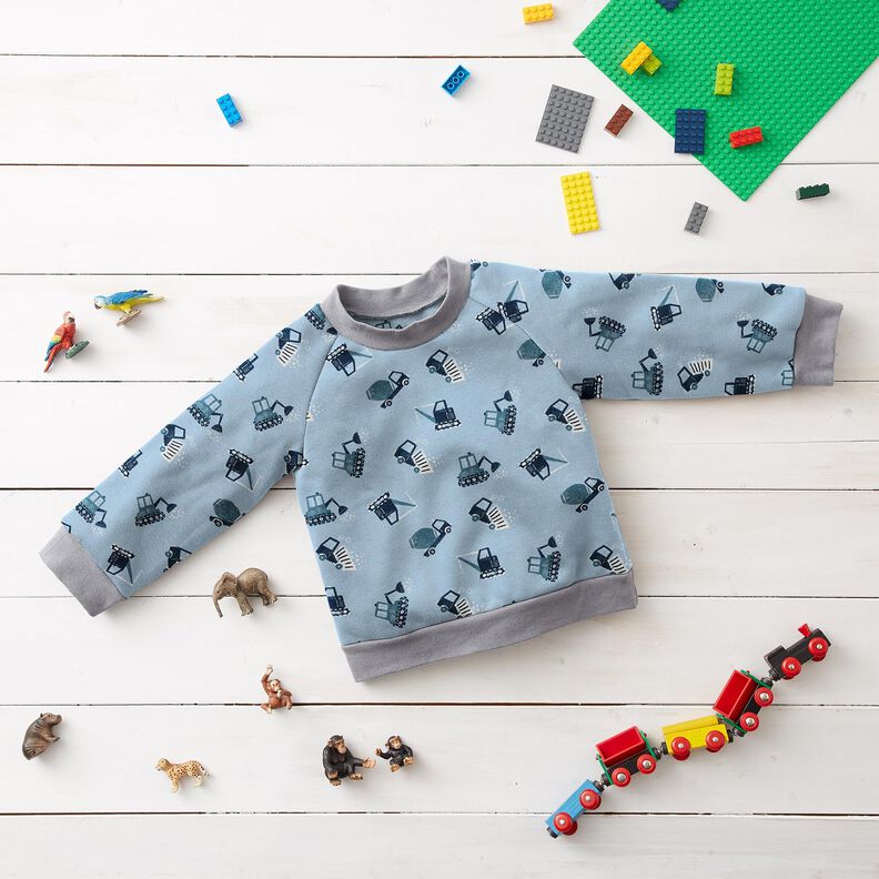 French Terry Sweat d’été Chantier de construction – bleu clair,  image number 5