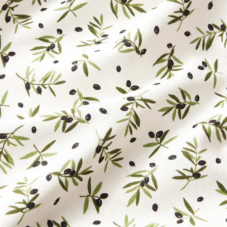 Tissu de décoration Semi-panama Mini-olives – ivoire/pin,  image number 2
