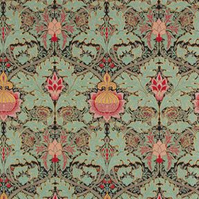Tissu de décoration Gobelin grand ornement floral – vert foncé/vert clair, 