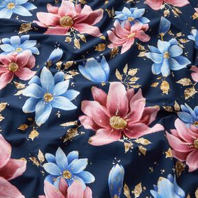 Jersey coton Fleurs de rêve | Glitzerpüppi – bleu marine, 