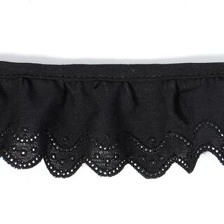Broderie anglaise ruchée 17 -  noir, 
