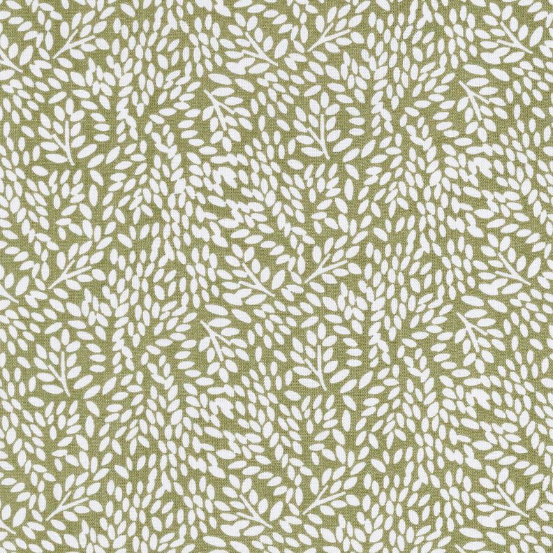 Tissu en coton Cretonne Mini feuilles – kaki clair/blanc,  image number 1