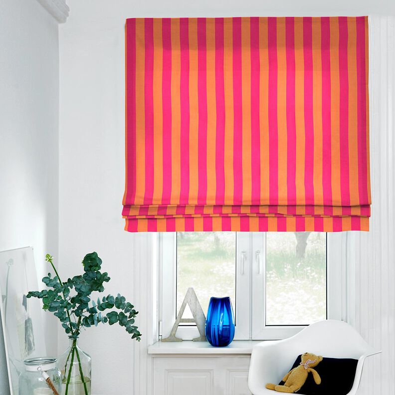 Tissu de décoration Semi-panama Grandes rayures – rose intense/orange,  image number 8