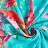 Beachwear paréo panneaux paons et fleurs – bleu aqua/rose intense,  thumbnail number 4
