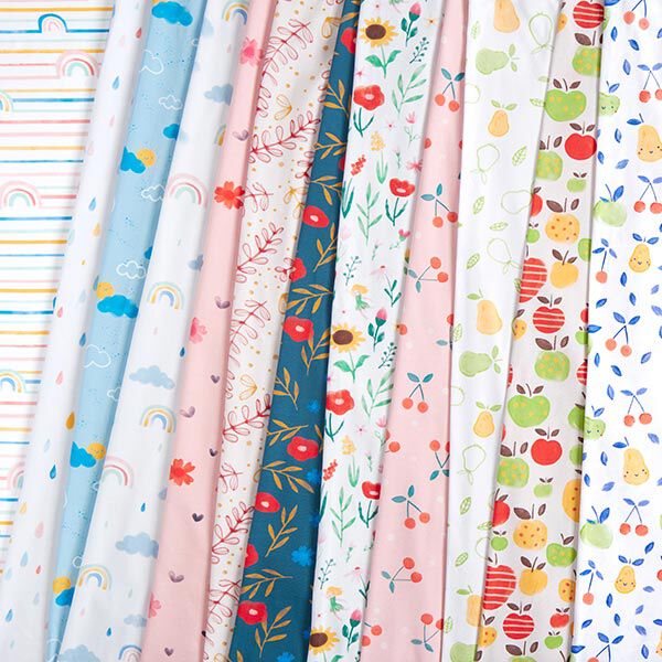 GOTS Jersey coton Monde arc-en-ciel aquarelle | Tula – blanc, image number 7