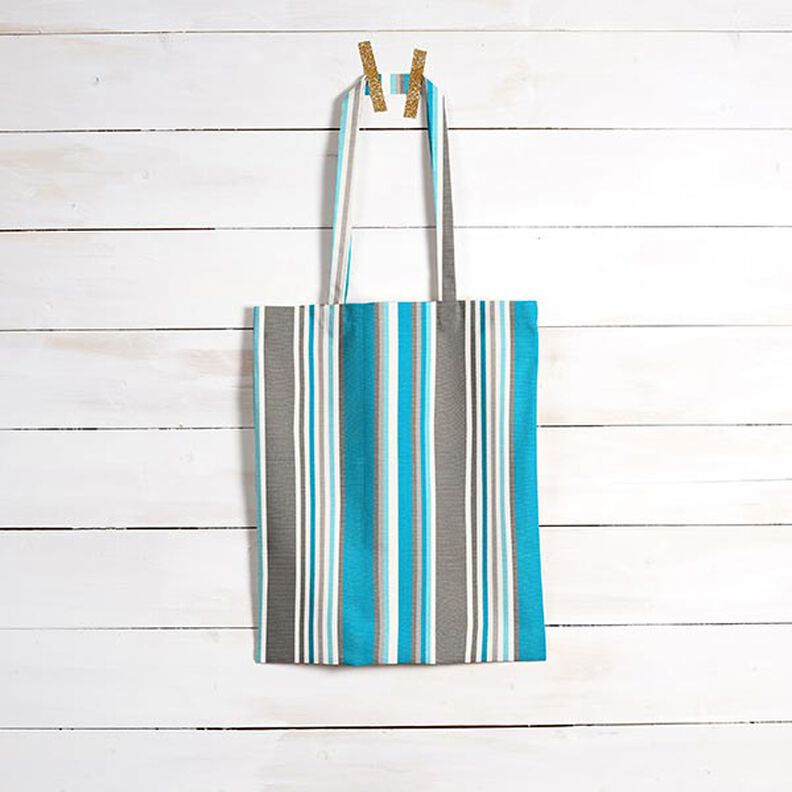 Toile pour store banne Rayures mixtes – gris/turquoise,  image number 7