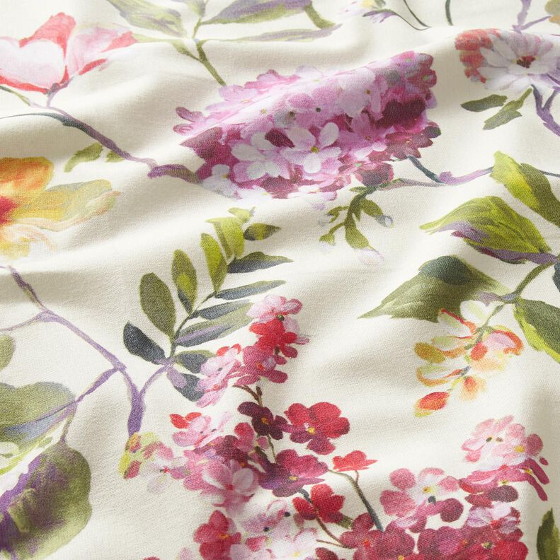 Tissu de décoration Canvas Hortensias – crème/myrtille, image number 2