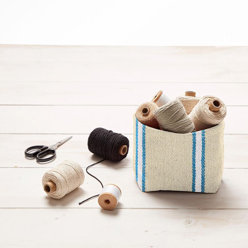 Tissu coton rustique – turquoise/nature, image number 6